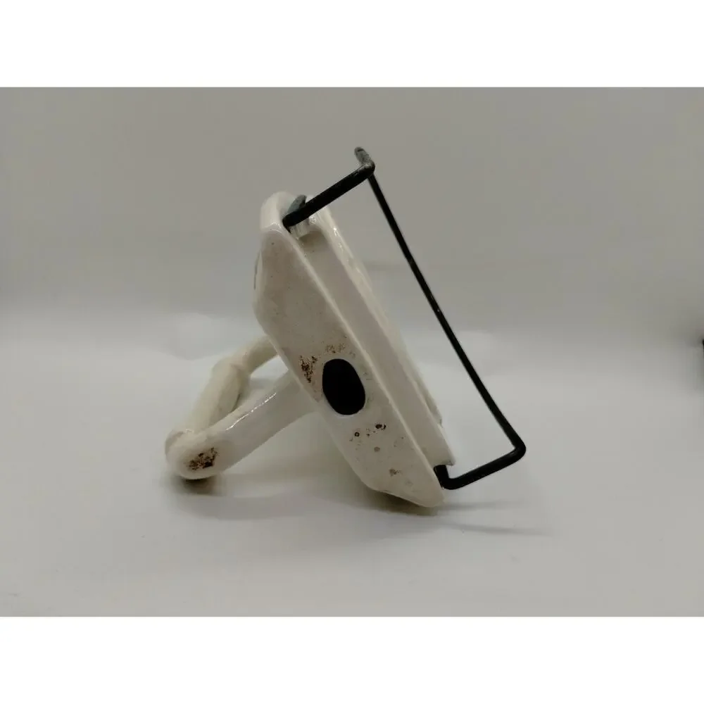 Vintage Ceramic Napkin Holder - Flat Iron Shape - Chester, W.Va. - Tulips